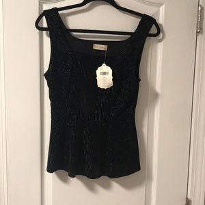 Velvety black and silver sparkly peplum tank